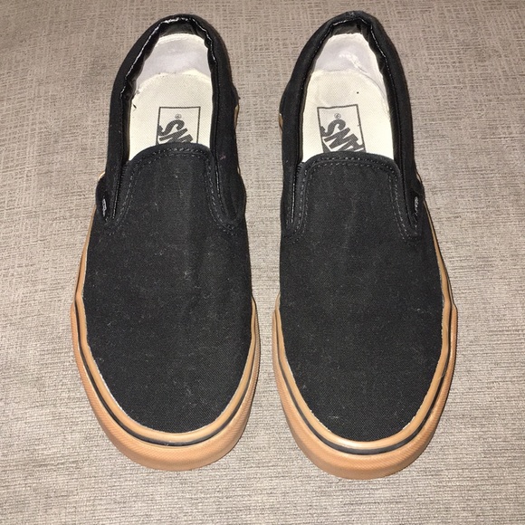 Vans Classic Slip On Black Gum Sole 